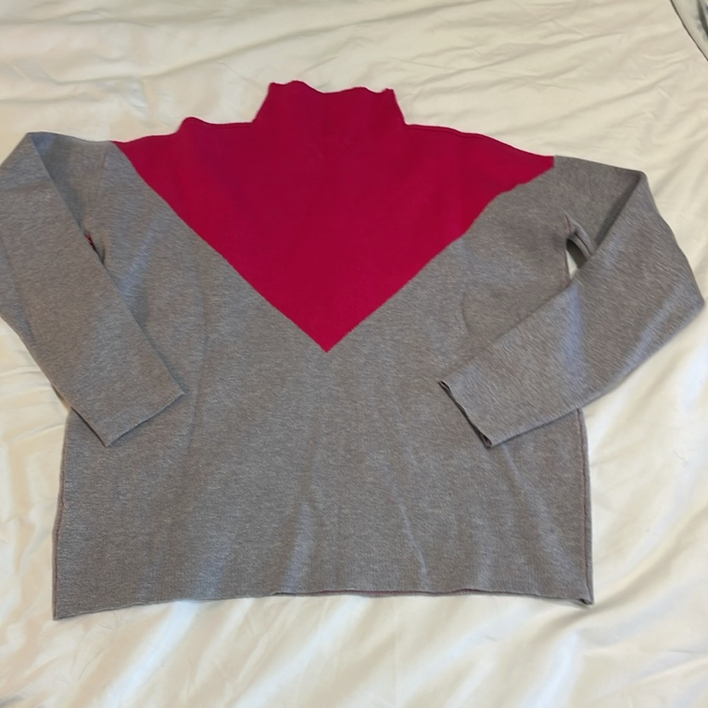 Cynthia Rowley NWT Pink/Gray Mock Neck Color‎ Block Sweater